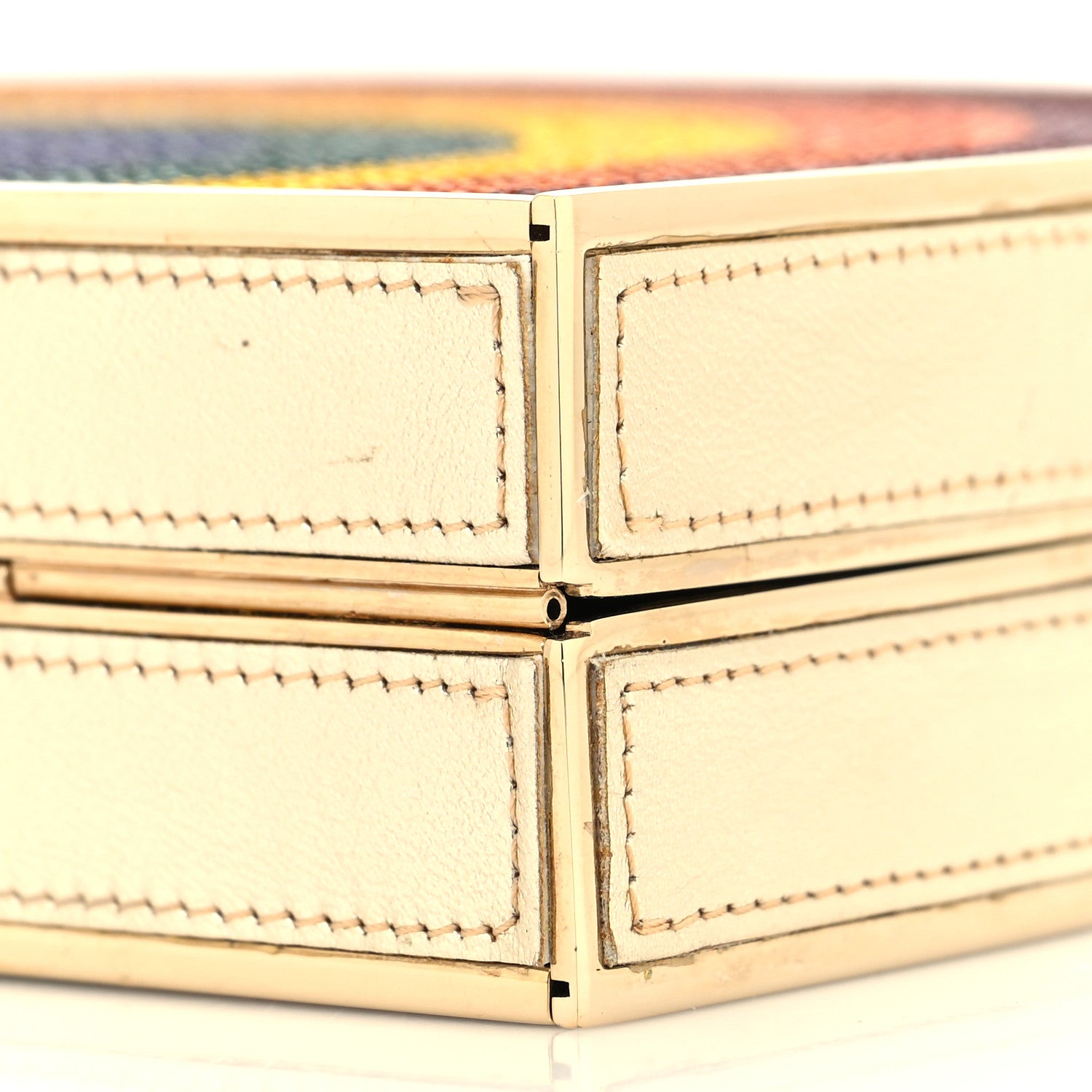 Judith Leiber Crystal Rainbow Minaudiere Clutch Gold Multicolor 10 of 10