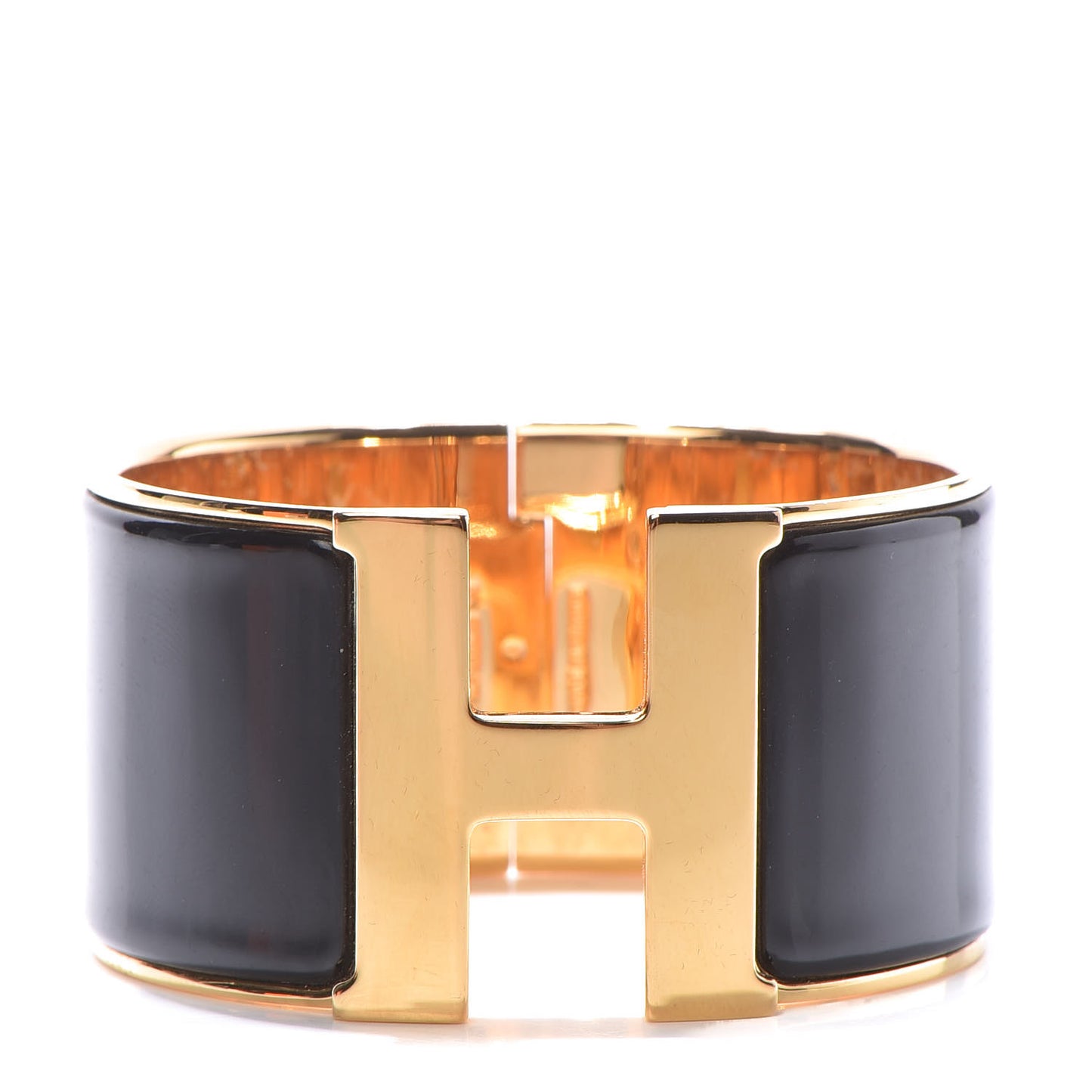 Enamel Extra Wide Clic Clac H Bracelet GM Black