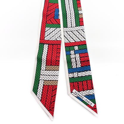Hermes Silk Tresses H Twilly Rouge White Vert 2 of 3