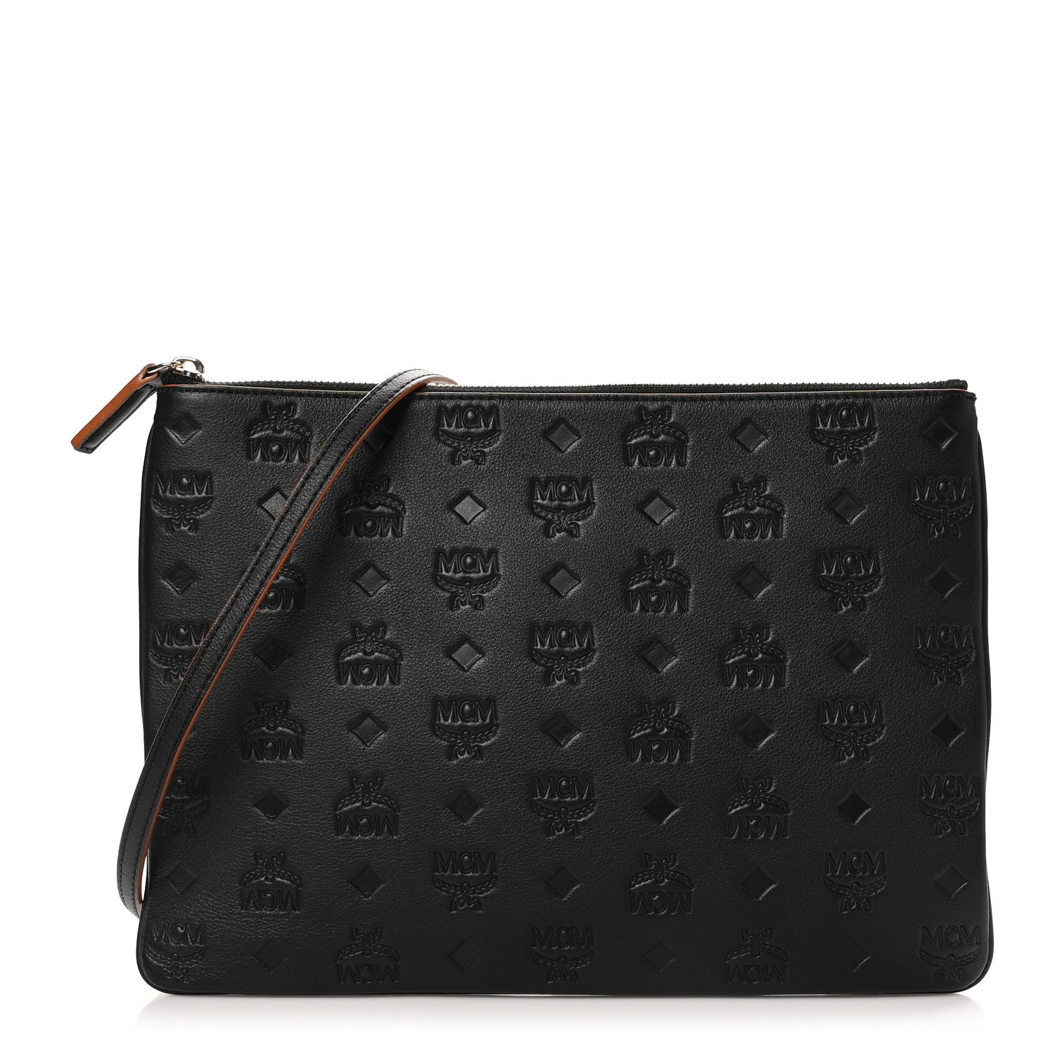 MCM Calfskin Monogram Klara Crossbody Pouch Black 1 of 9