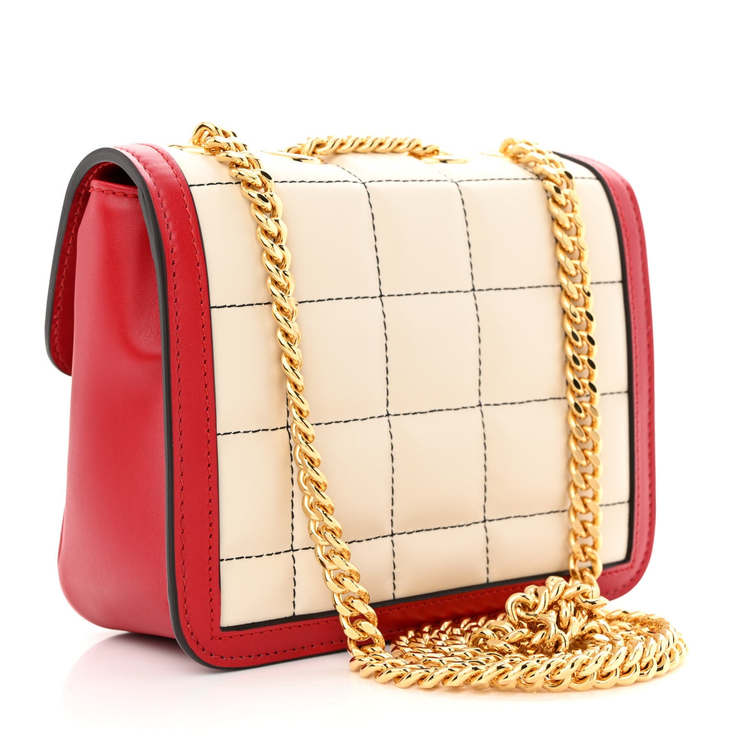 Calfskin Quilted Mini Deco Shoulder Bag Mystic White Red Black