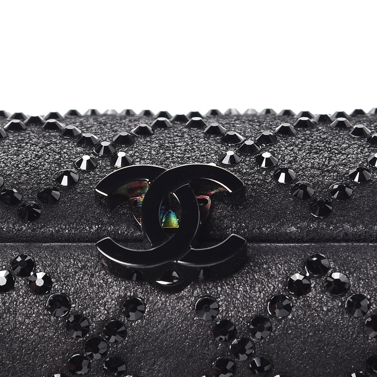 Chanel Iridescent Lambskin Crystal Quilted Clutch Black 10 of 10