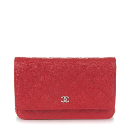 Chanel Caviar Quilted Wallet On Chain WOC Red 1 of 8