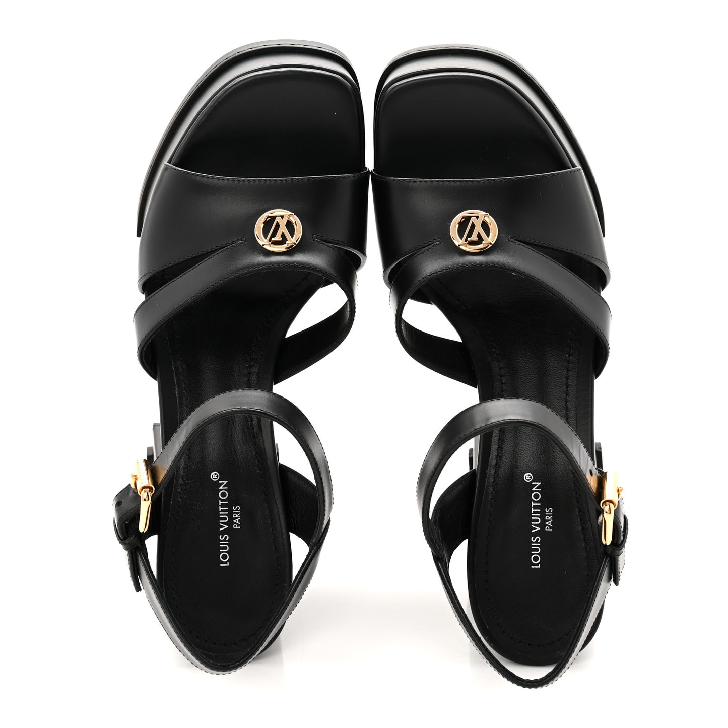 Calfskin Maya Platform Sandals 36.5 Black