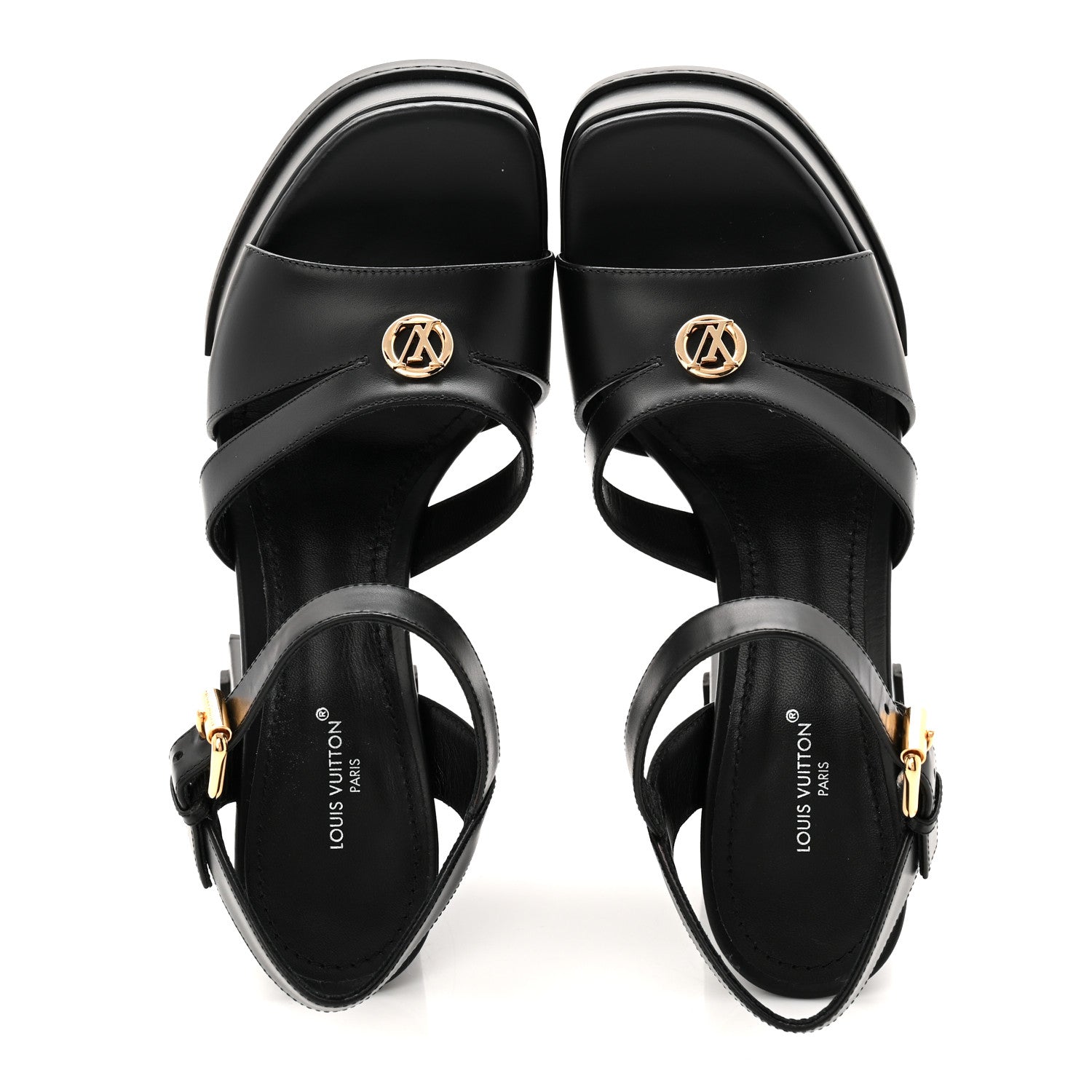 Louis Vuitton Calfskin Maya Platform Sandals 36.5 Black 5 of 9