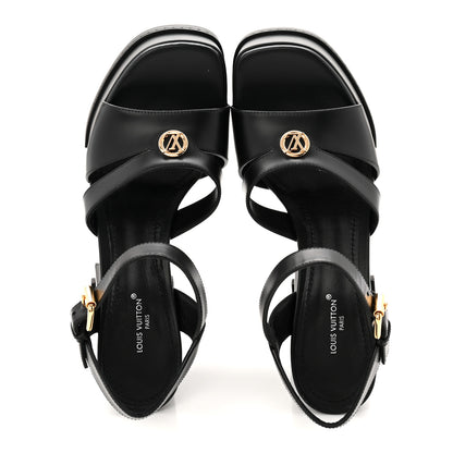 Louis Vuitton Calfskin Maya Platform Sandals 36.5 Black 5 of 9