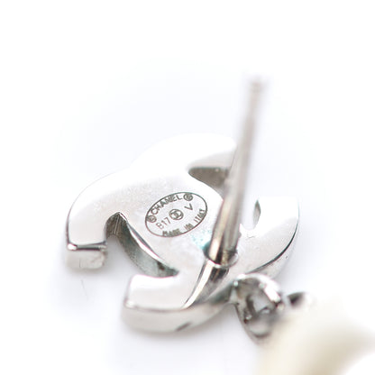 Chanel Crystal Pearl CC Drop Earrings Silver 4 of 4