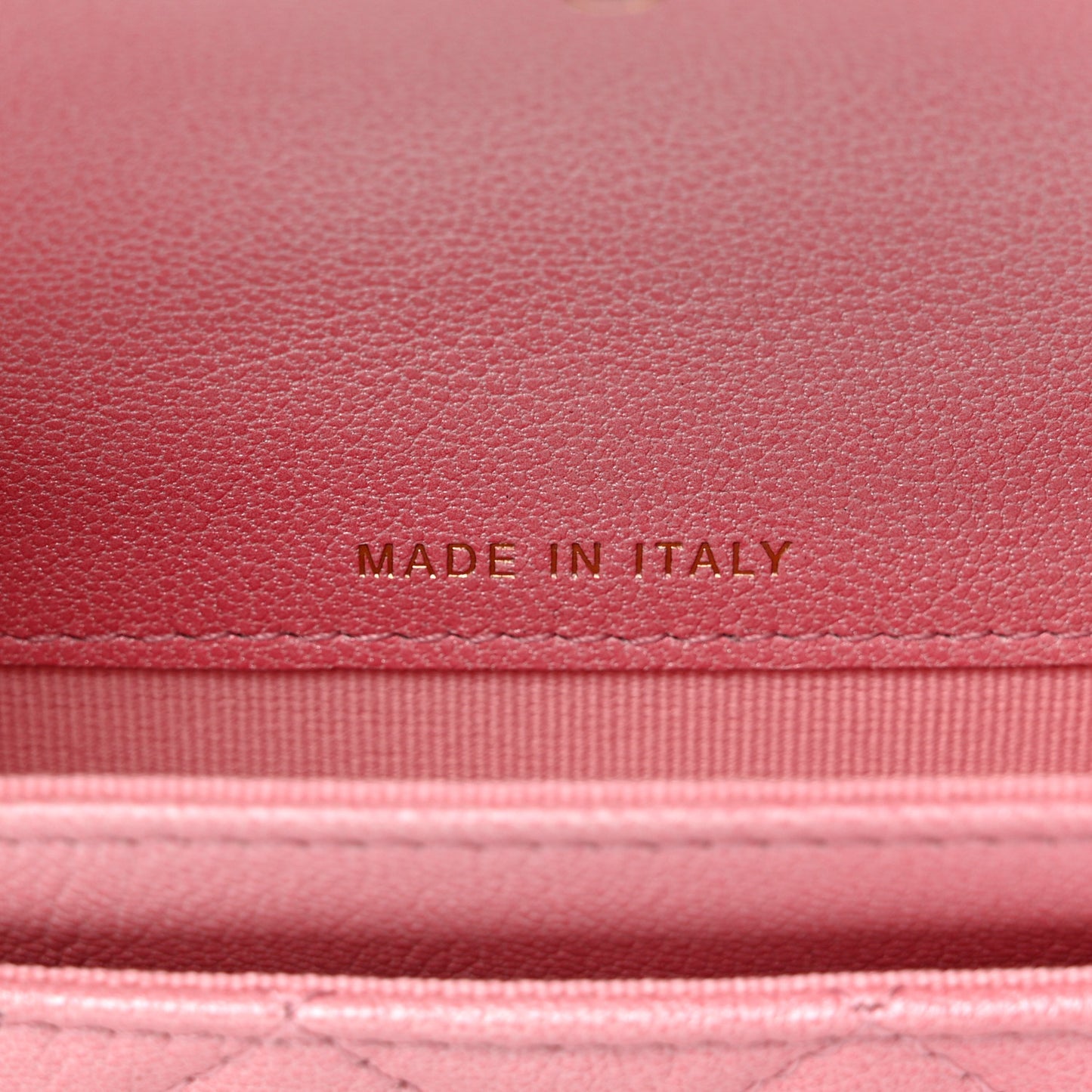 Cloudy Pearly Goatskin Quilted Flap Card Holder Wallet Pink