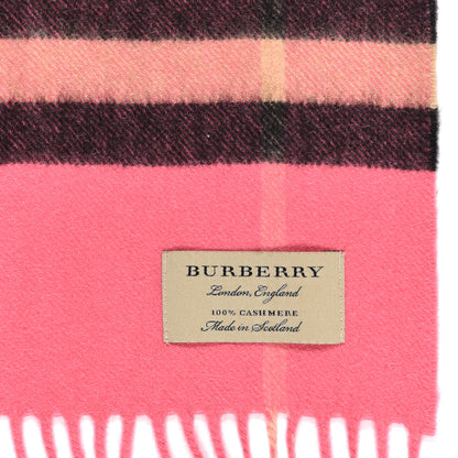 Burberry Cashmere Giant Check Fringe Scarf Pink 4 of 4
