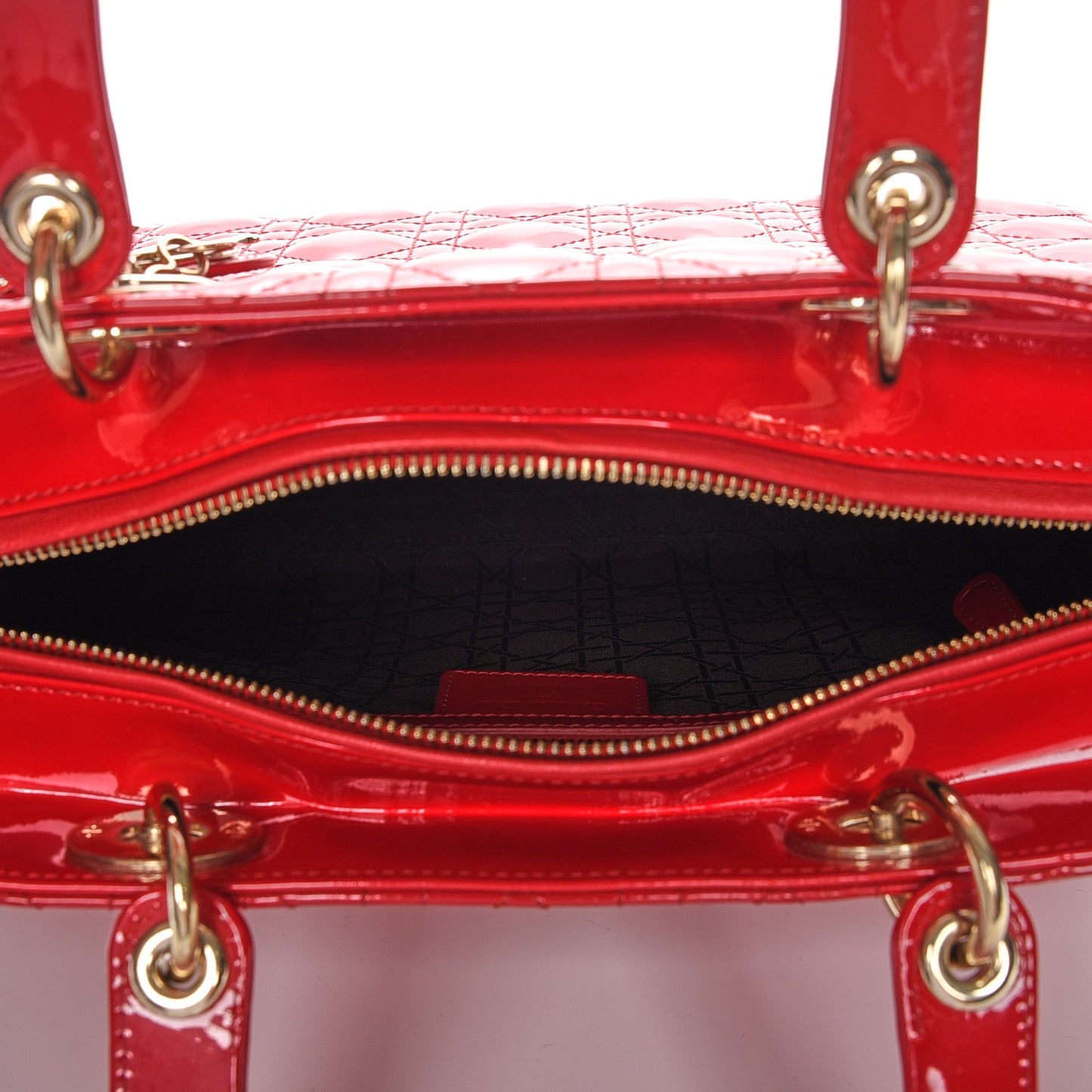 Patent Cannage Large Lady Dior Red