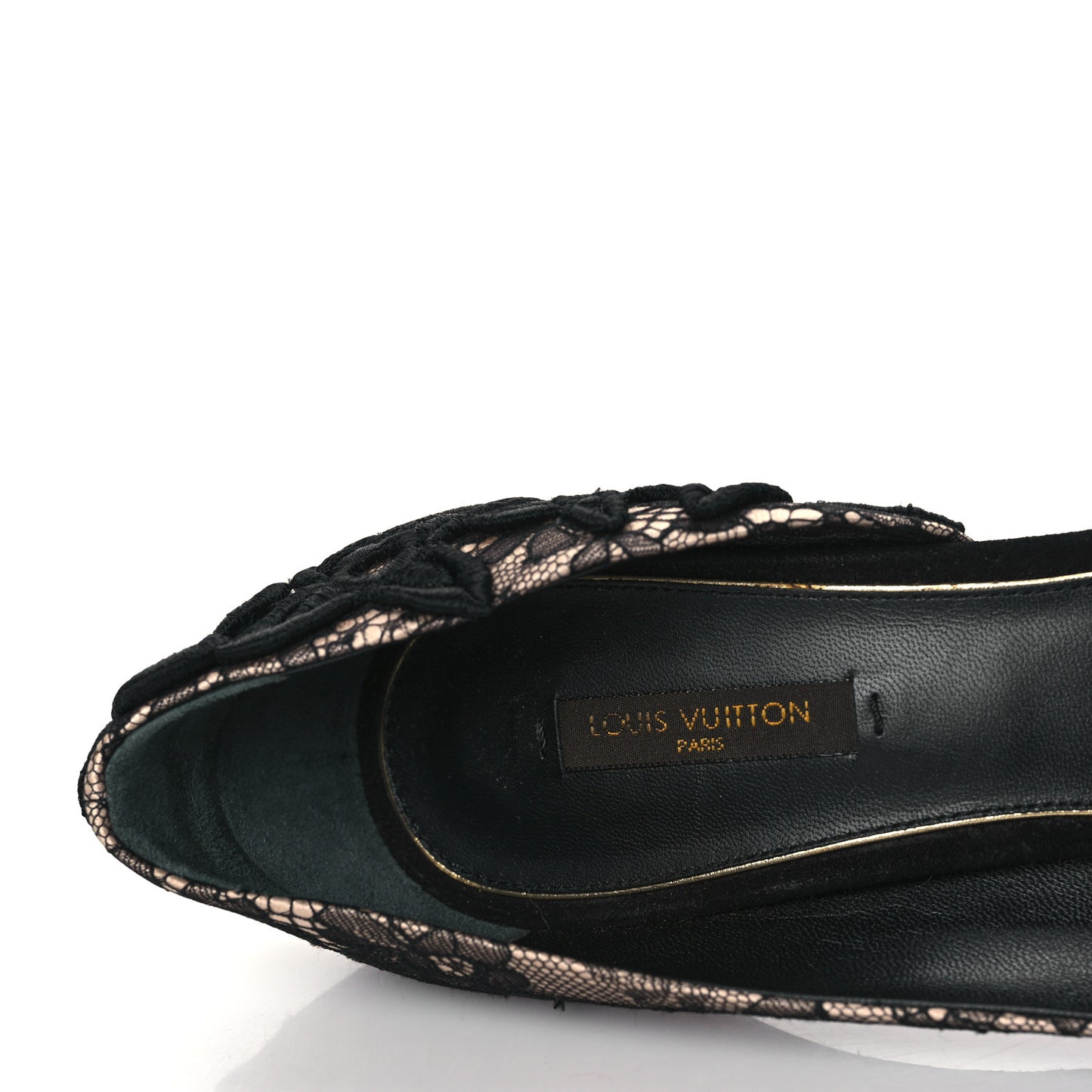 Lace D'Orsay Peep Toe Pumps 39 Beige Black