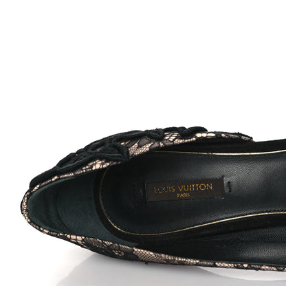 Louis Vuitton Lace D'Orsay Peep Toe Pumps 39 Beige Black 8 of 9