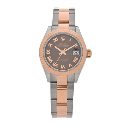 Rolex Stainless Steel 18K Everose Gold 28mm Oyster Perpetual Datejust Watch Chocolate Roman 279171 1 of 5