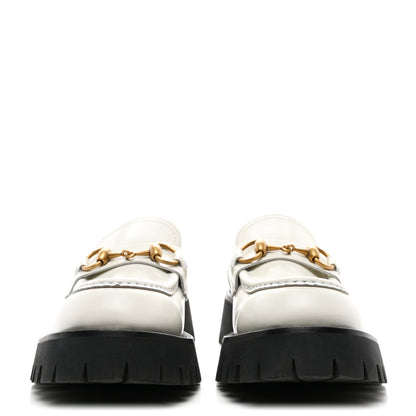 Gucci Cordovan Lux Womens Harald Horsebit 25mm Platform Loafers 35.5 Dusty White 2 of 8