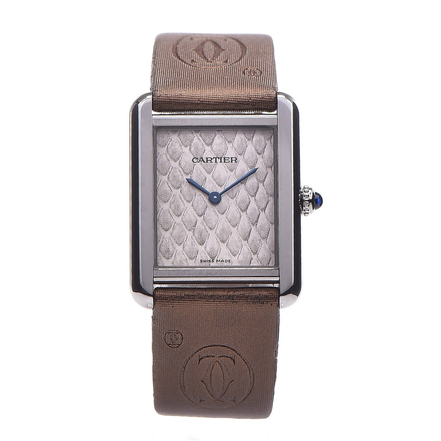 Stainless Steel Satin 24mm Tank Solo Python Quartz Watch Taupe