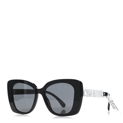 Chanel Acetate Strass Square Sunglasses 5422 Black White 1 of 4