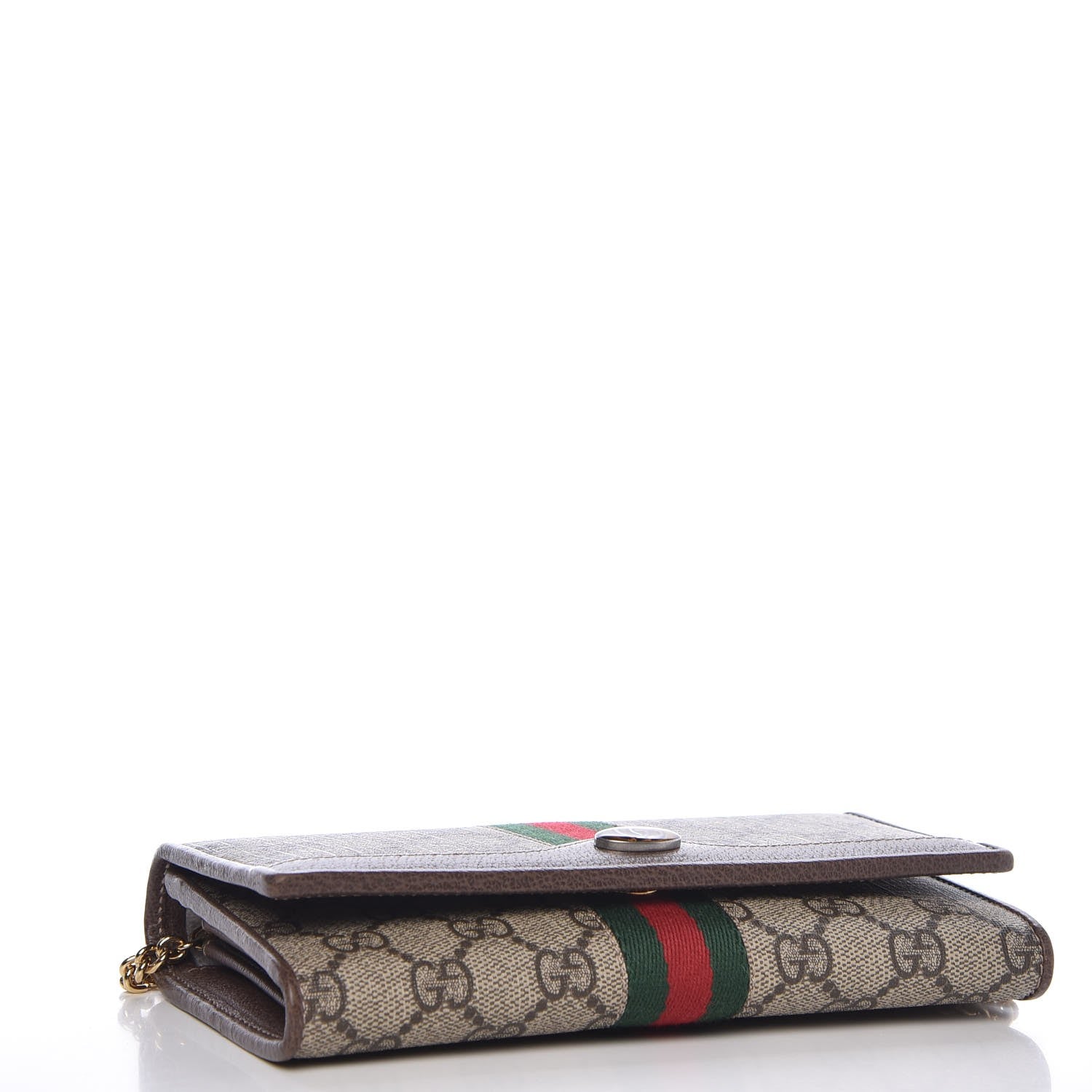 Gucci GG Supreme Monogram Web Ophidia Wallet On Chain Brown 4 of 9