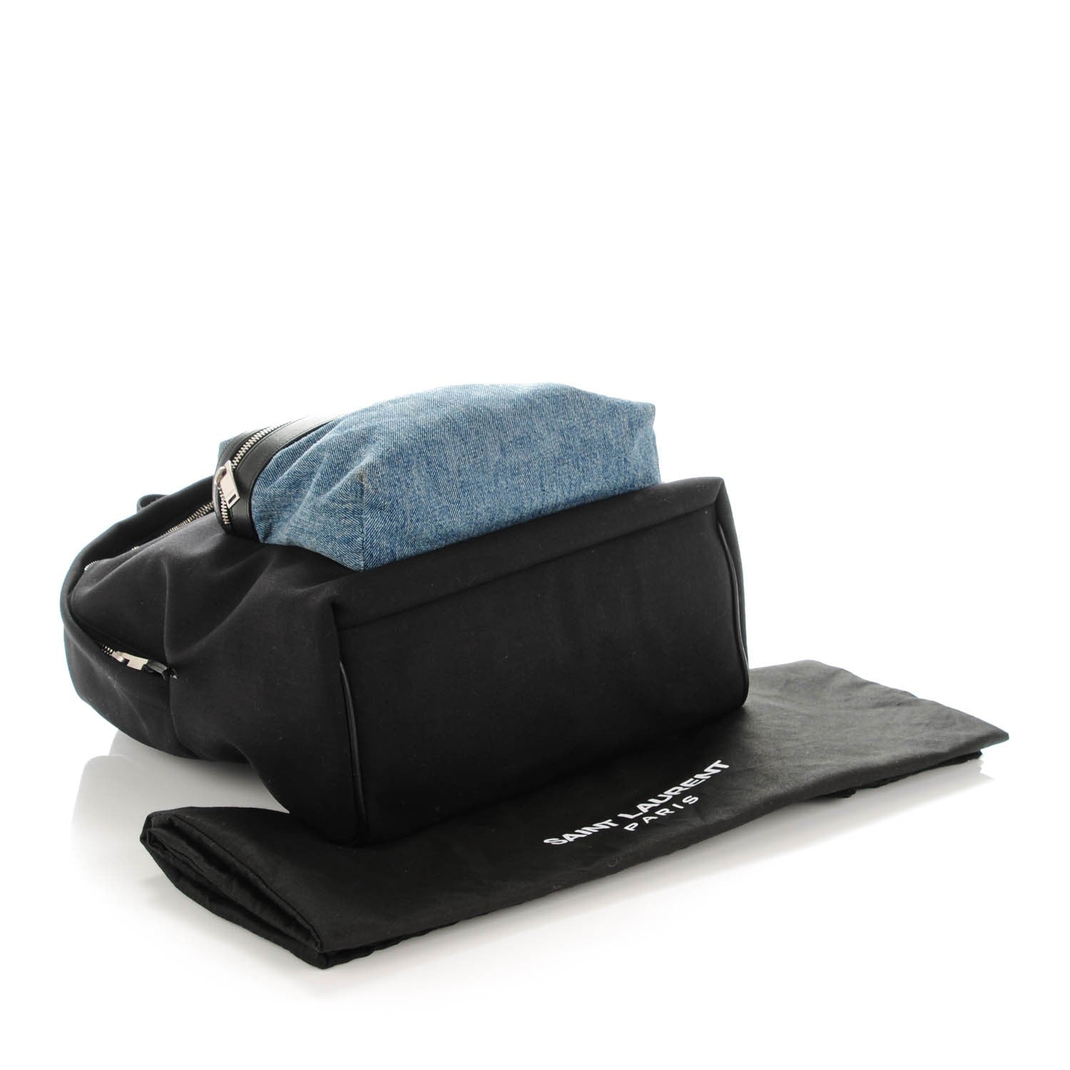 Saint Laurent Nylon Denim Classic Hunting Backpack Black Light Blue 4 of 7