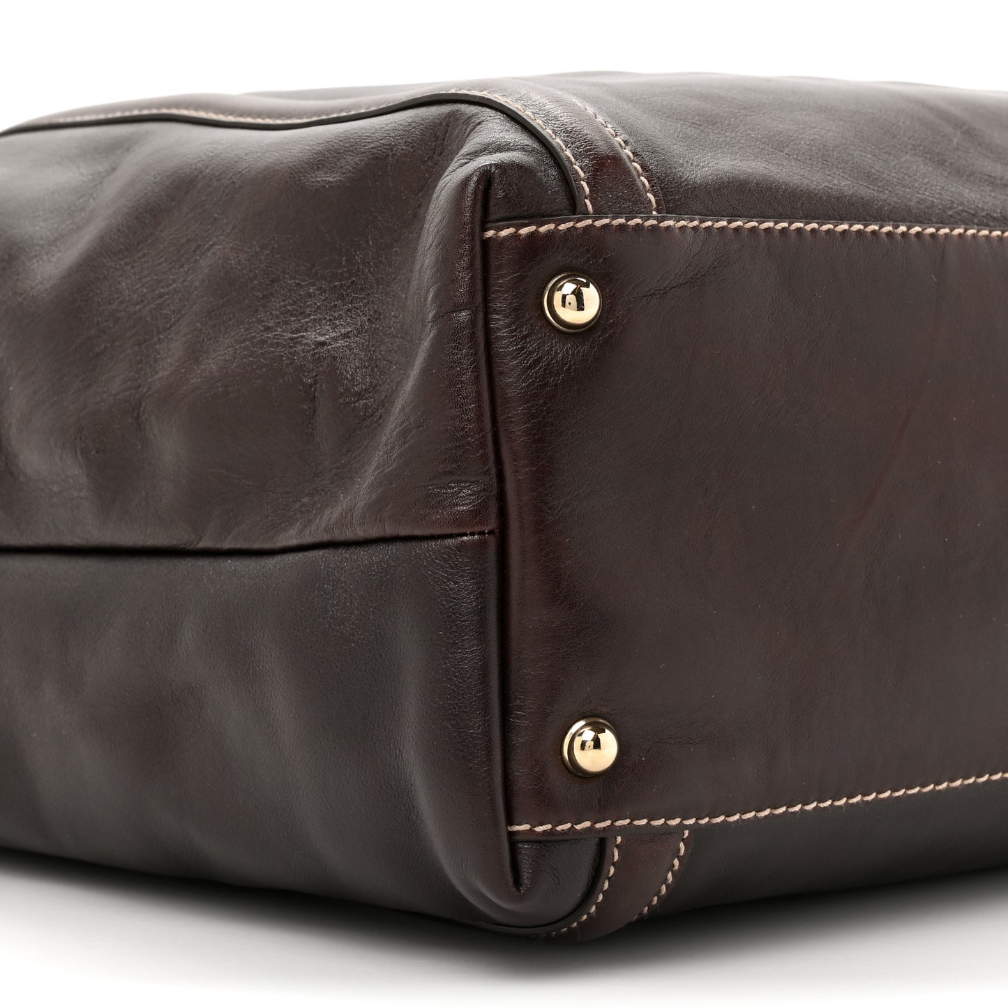 Calfskin Large Britt Shoulder Bag Dark Brown