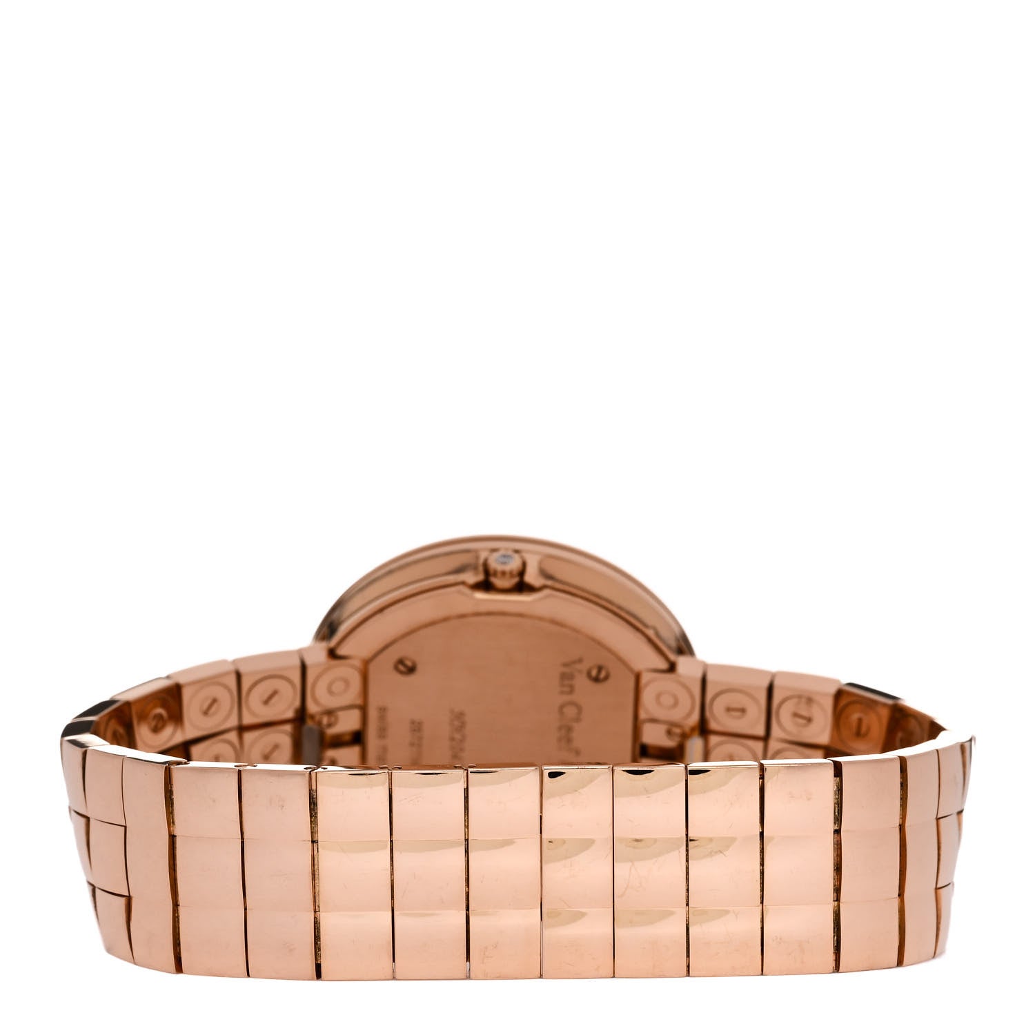 Van Cleef & Arpels 18K Rose Gold Diamond Bezel 32mm Charms Quartz Watch Black 3 of 6