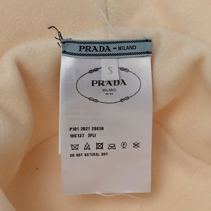 Prada Cashmere Metal Triangle Logo Womens Bucket Hat S Naturale 8 of 10