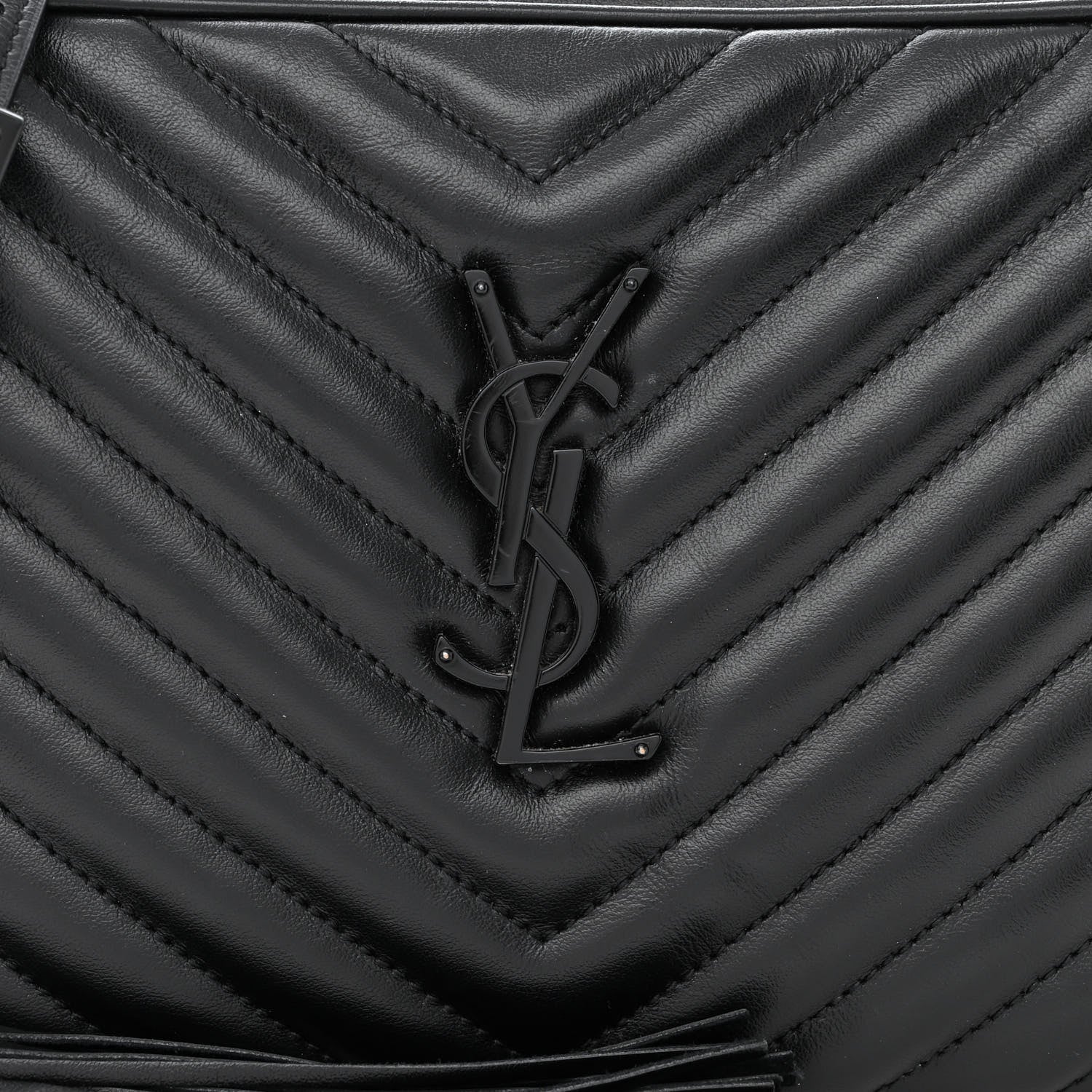 Saint Laurent Calfskin Matelasse Monogram Monochrome Lou Camera Bag Black 8 of 12