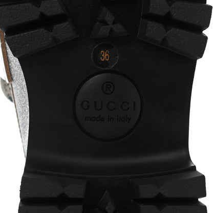 Gucci Mini Diamond Storm Silk Calfskin Womens Harald Horsebit 25mm Platform Loafers 36 Silver 6 of 9