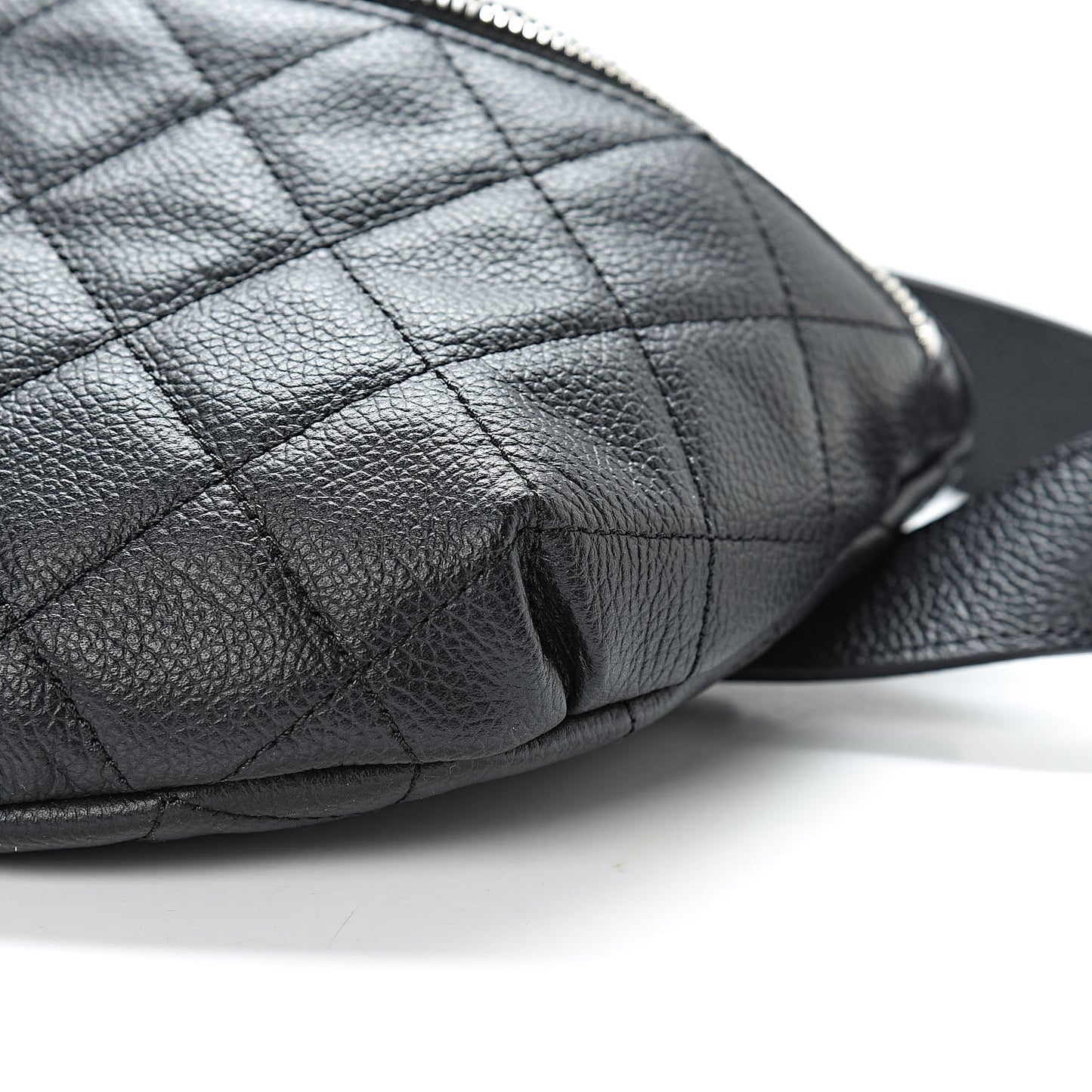 Grained Calfskin Quilted Waist Belt Bag Black