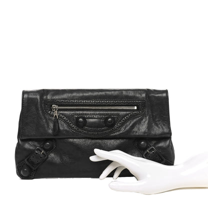 Balenciaga Agneau Giant Brogues Hardware Envelope Clutch Black 2 of 10