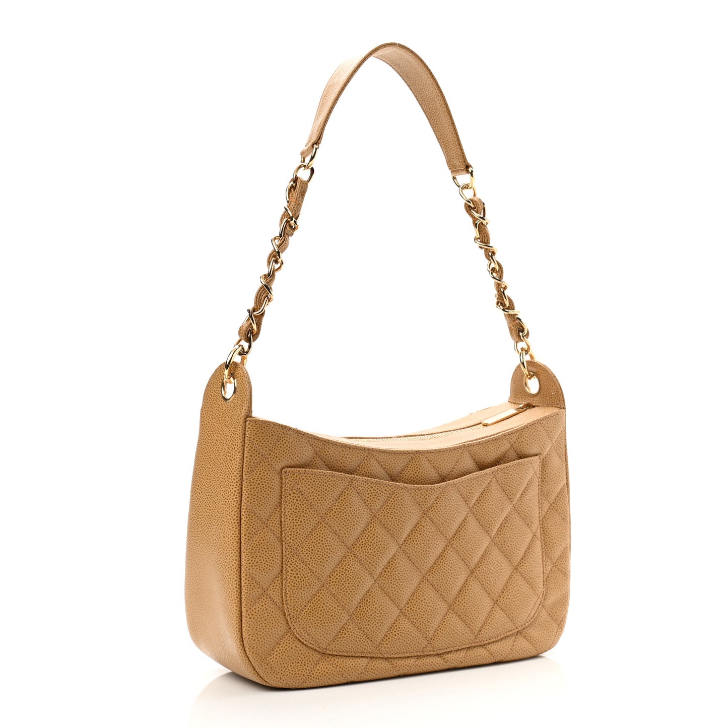 Caviar Quilted Timeless CC Shoulder Bag Beige
