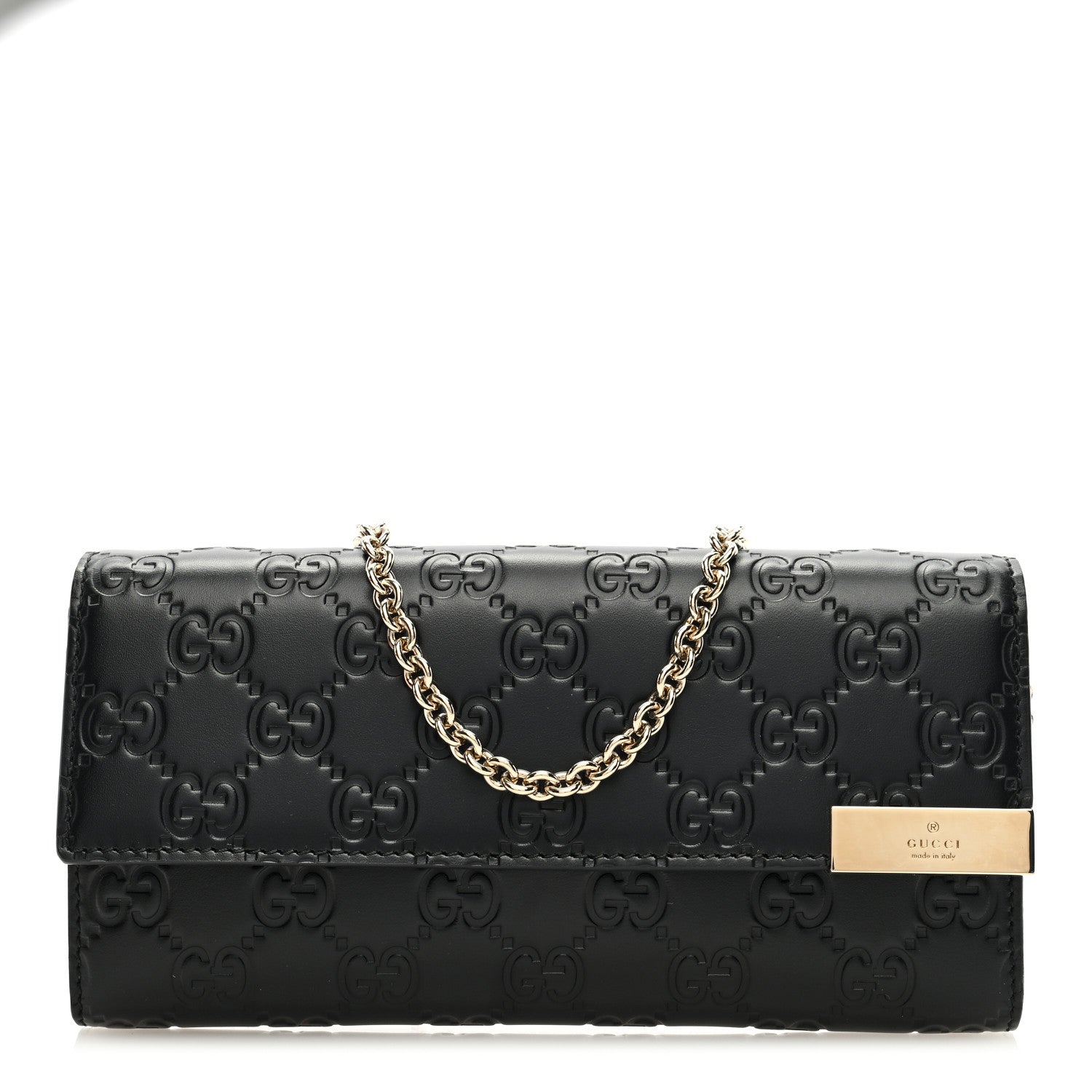 Gucci Guccissima Signature Dice Chain Wallet Black 1 of 9