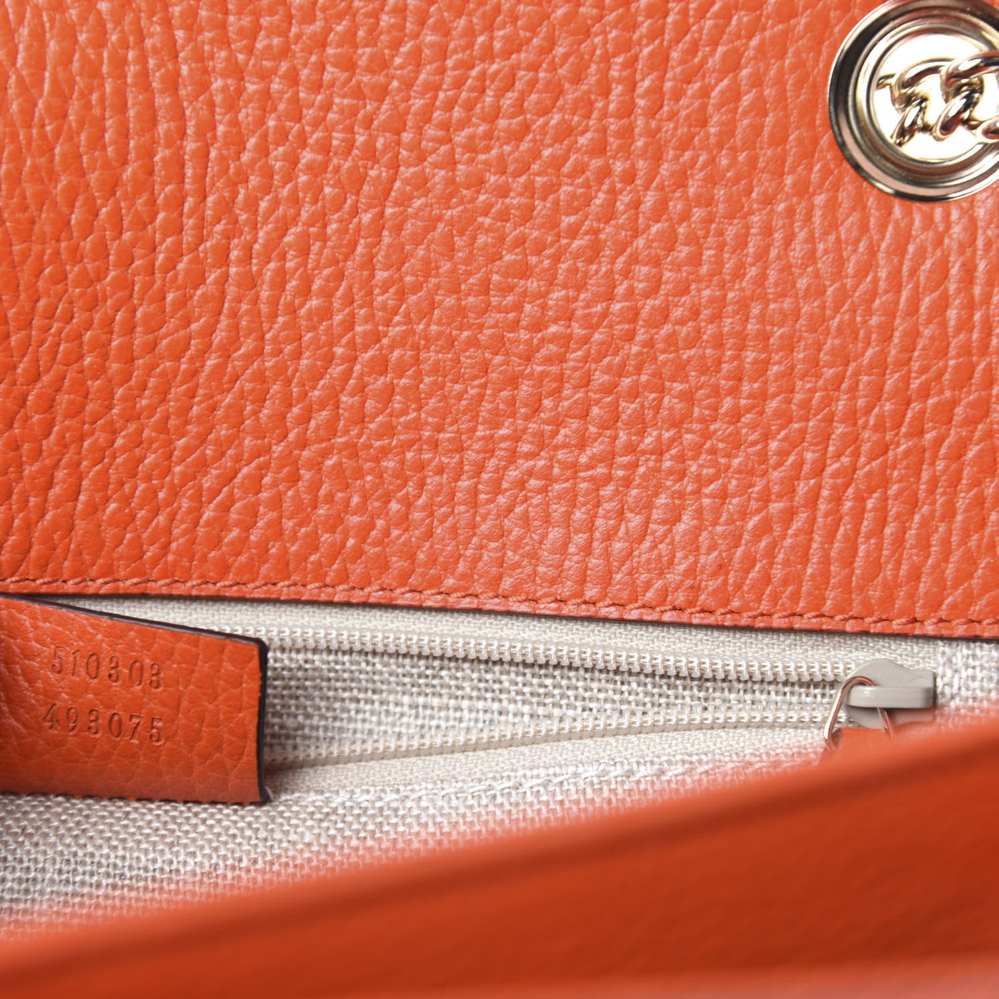 Dollar Calfskin Interlocking G Shoulder Bag Sun Orange