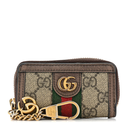 Gucci GG Supreme Monogram Web Ophidia Zip Around Key Case Beige New Acero 1 of 15