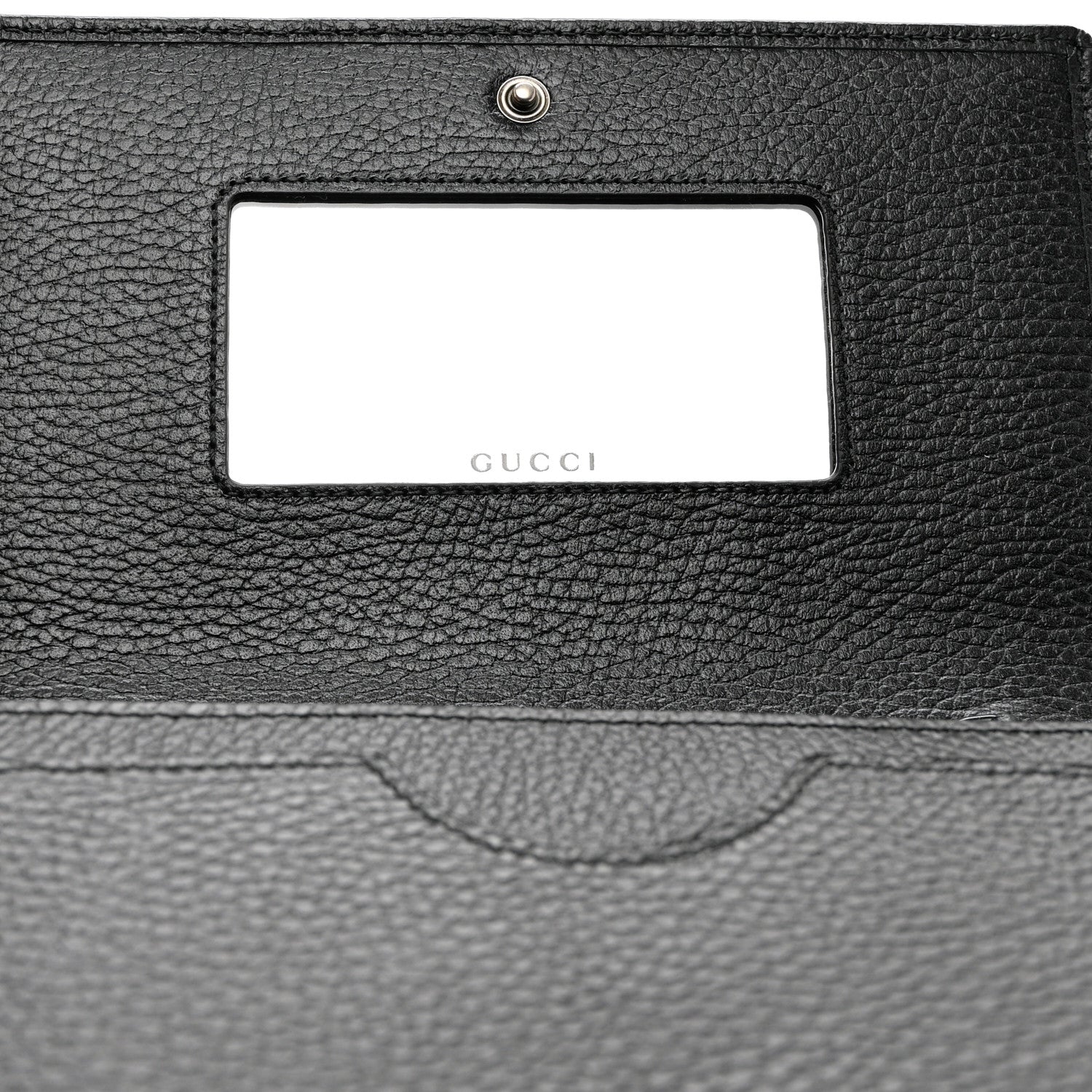 Gucci Dollar Calfskin Enamel Monochrome Mini GG Marmont Chain Wallet Black 7 of 8