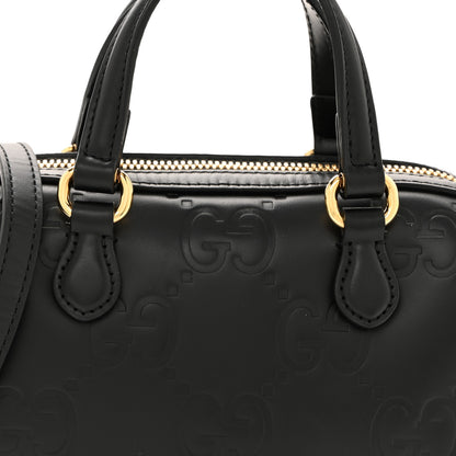 Gucci Calfskin Jumbo GG Embossed Super Mini Top Handle Bowler Bag Black 8 of 12