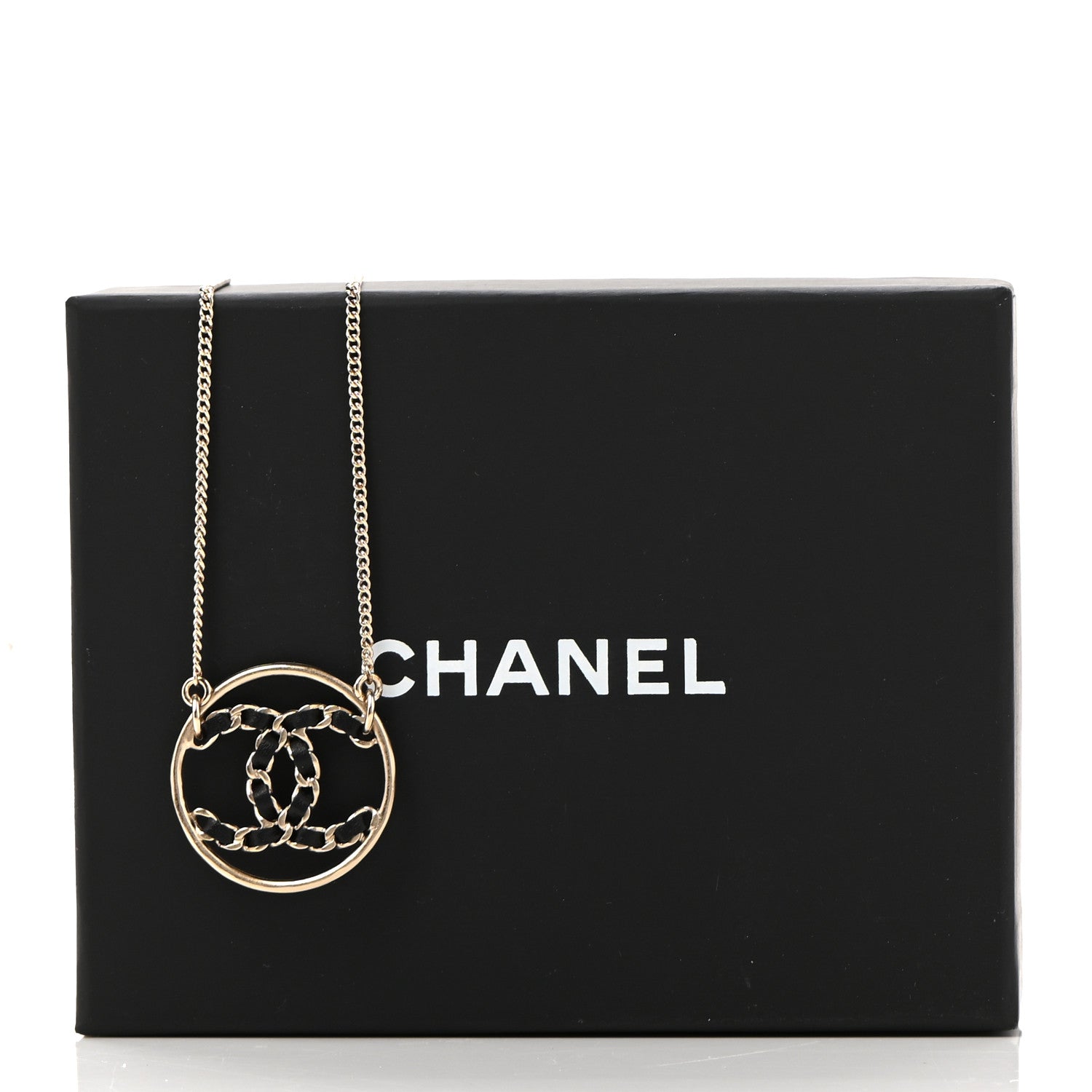 Chanel Lambskin CC Round Pendant Necklace Gold 7 of 7