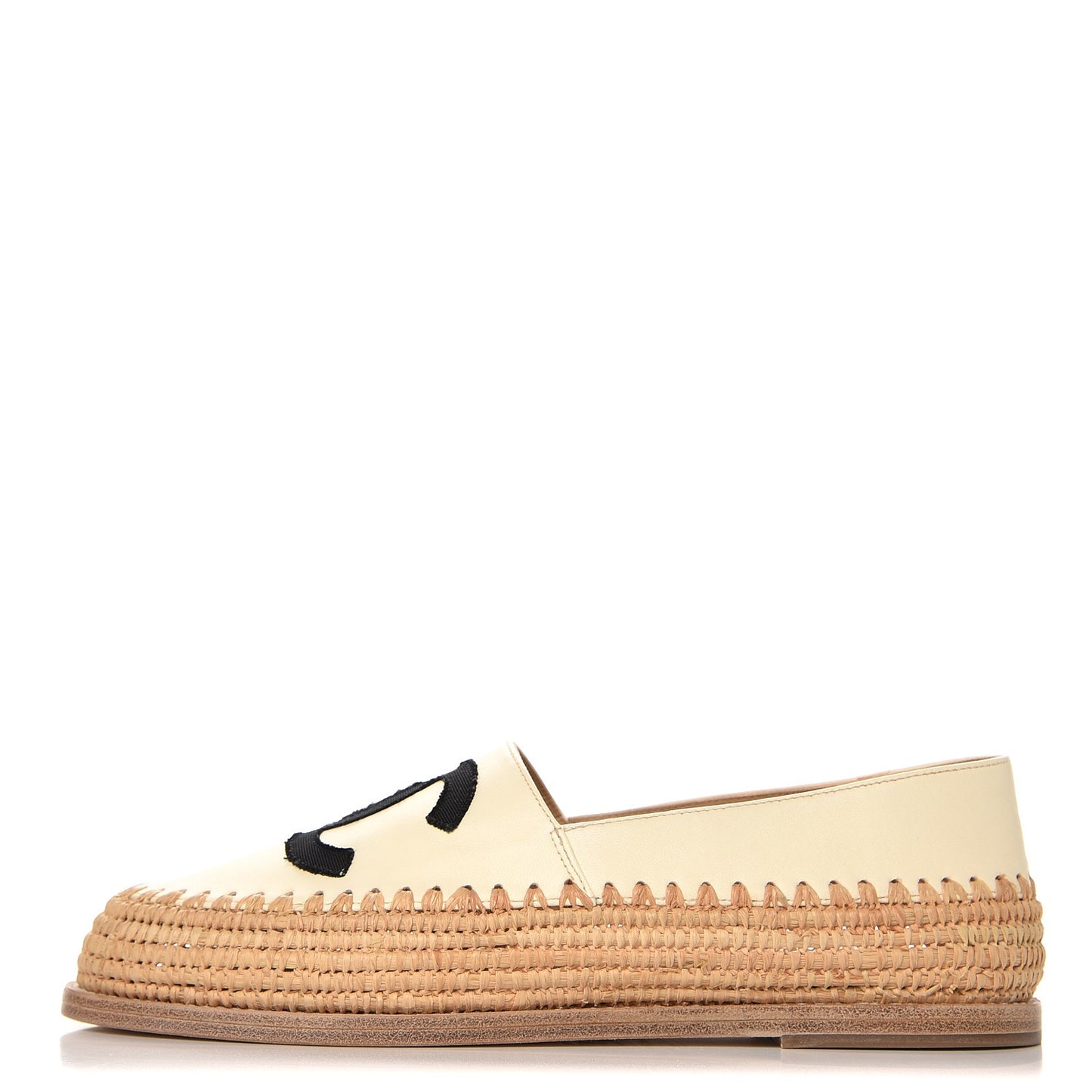 Lambskin Grosgrain CC Espadrilles 35 Ivory Black