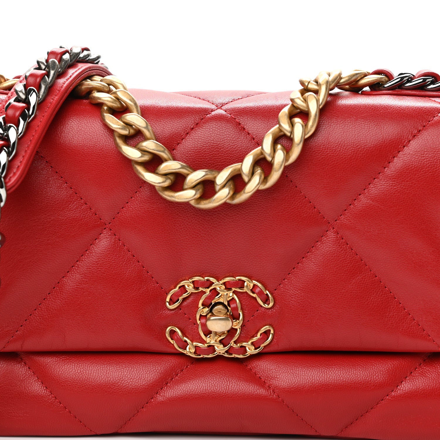 Chanel Lambskin Quilted Medium Chanel 19 Flap Red 8 of 11