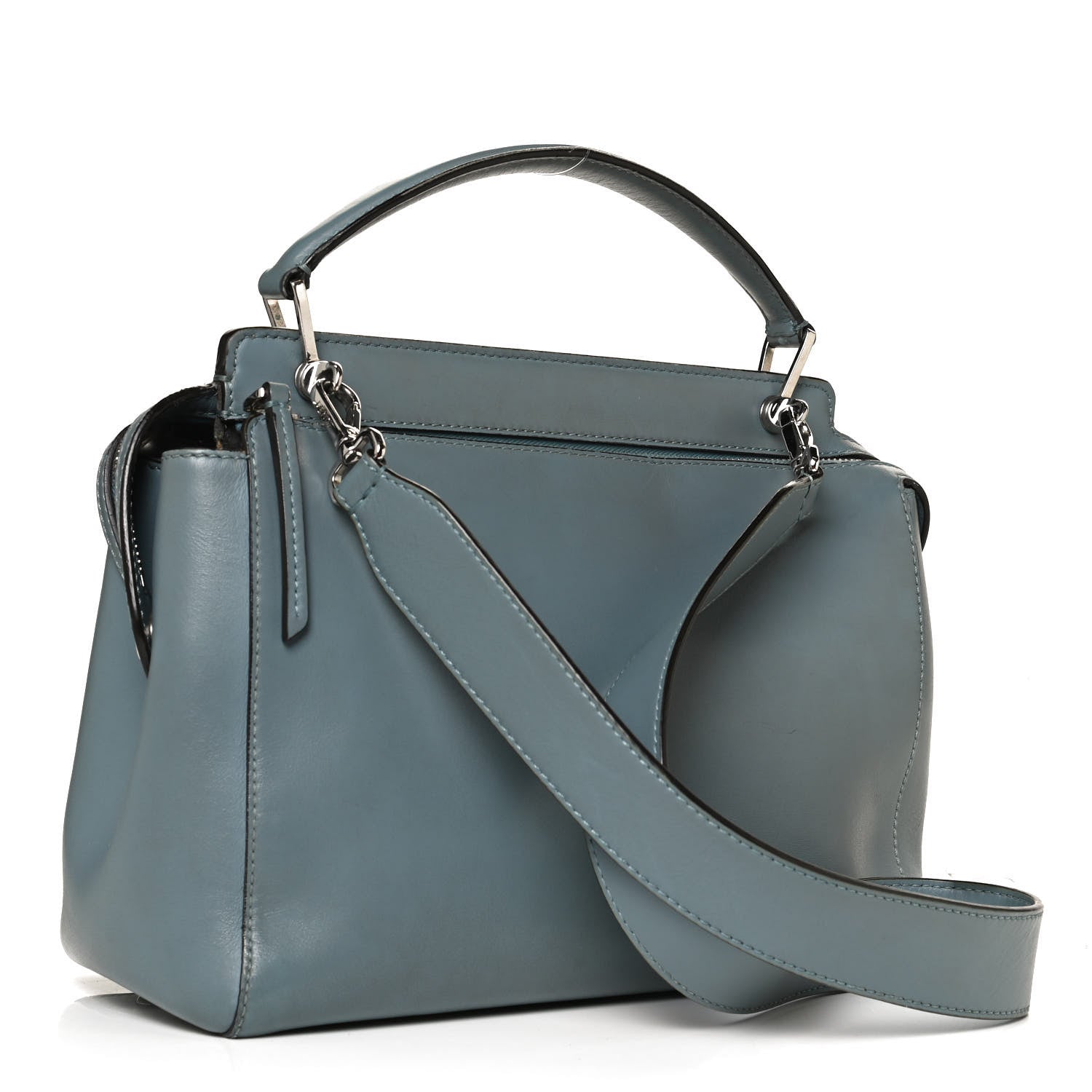 Fendi Vitello Baltico Dolce DotCom Satchel Riviera Blue Notte 3 of 12