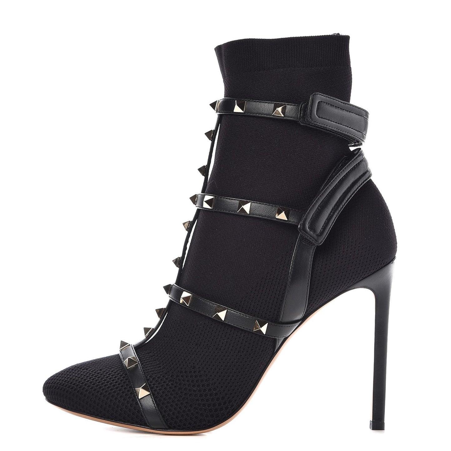 Knit Nappa Rockstud Bodytech 105mm Ankle Boots 40 Black