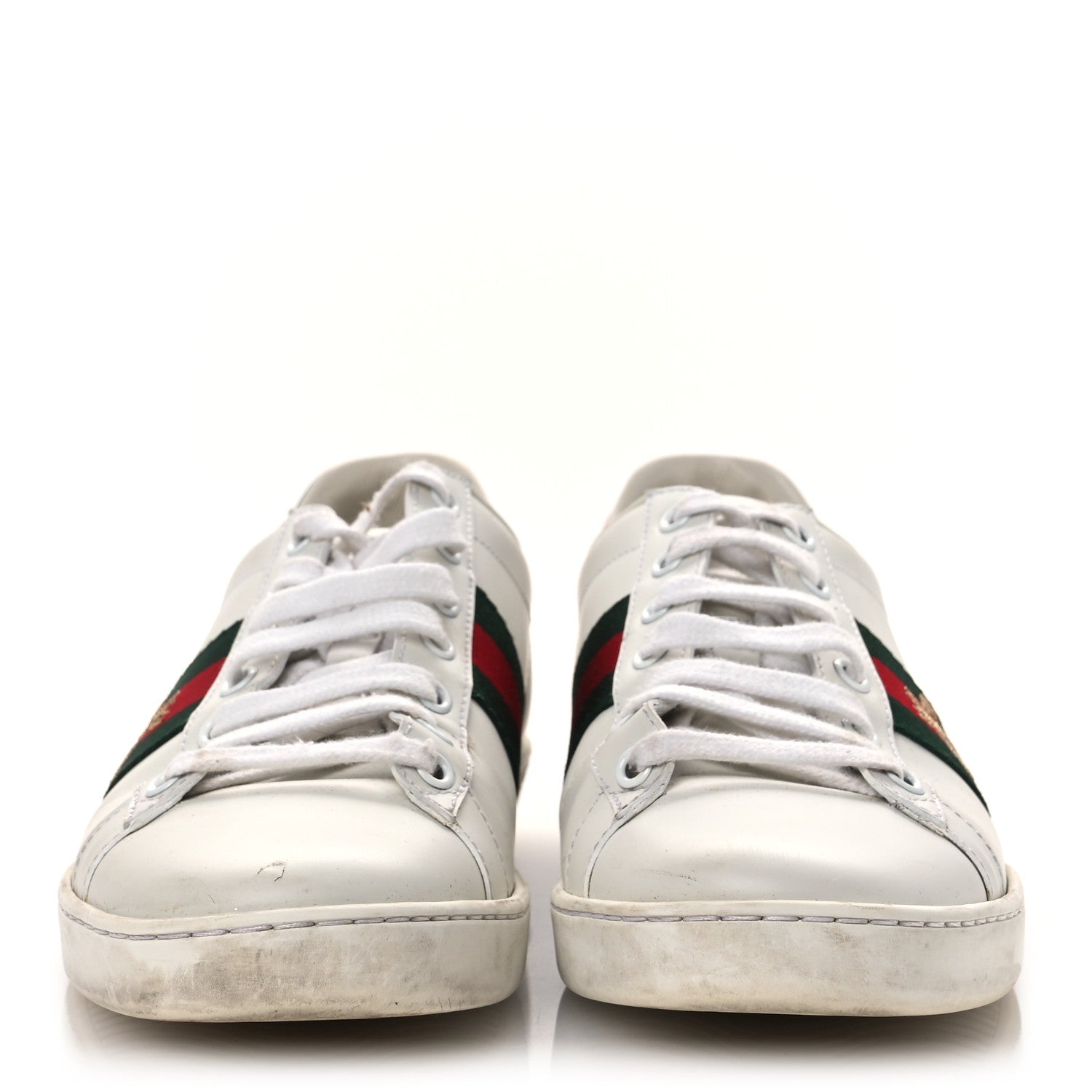 Gucci Calfskin Ayers Bee Embroidered Womens Ace Sneakers 38 White Green 5 of 21