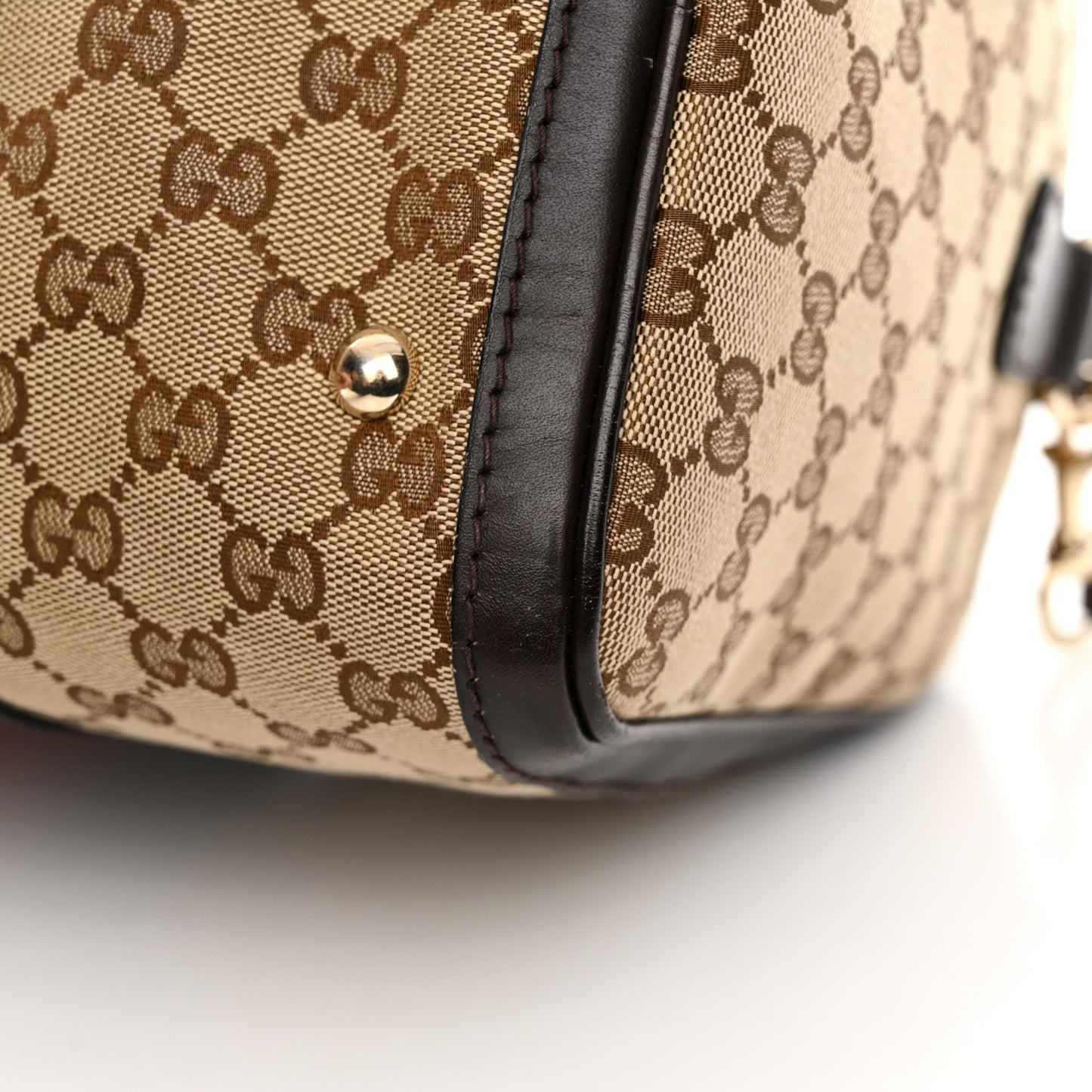 Monogram Selleria Calfskin Vintage Web Medium Boston Beige Ebony Cocoa