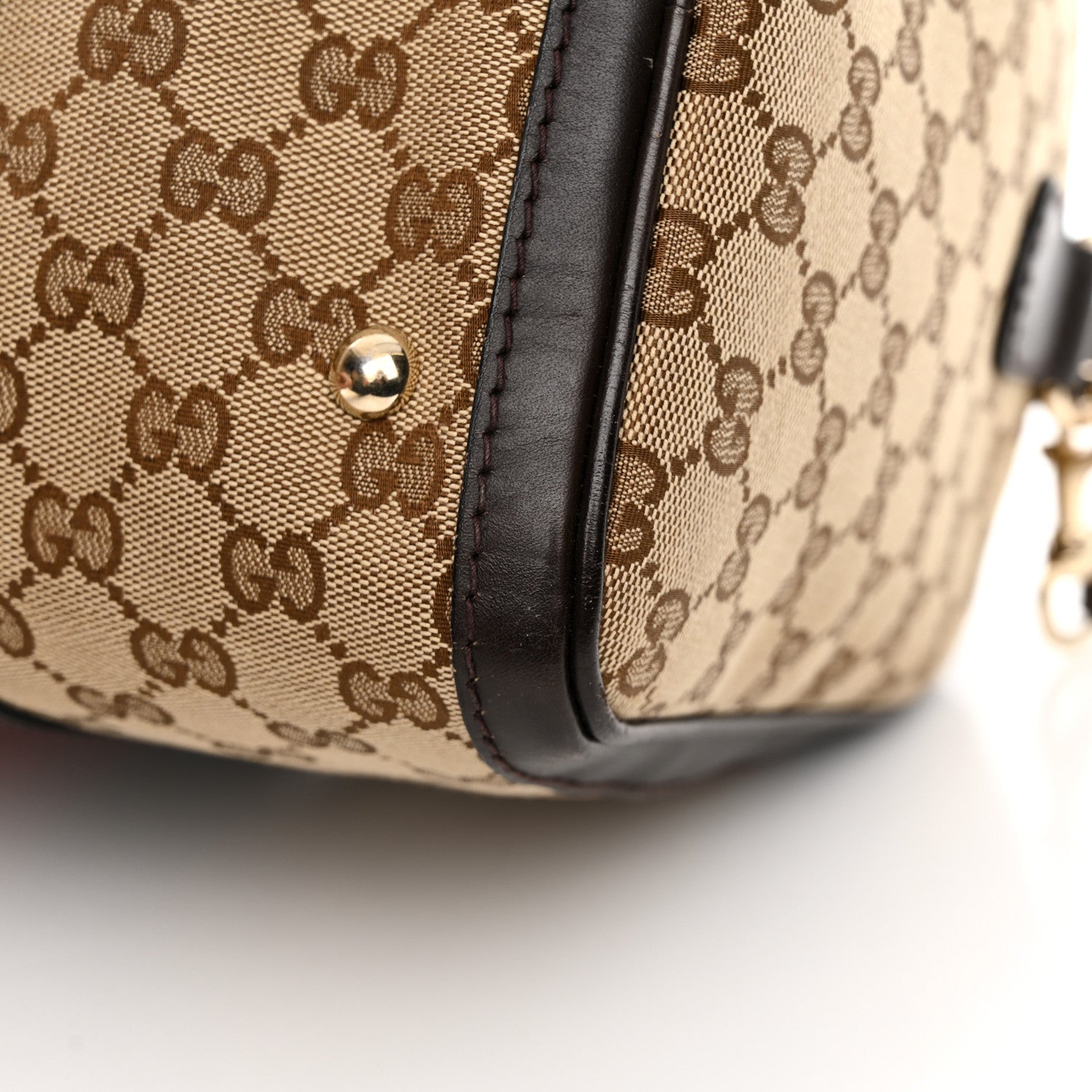 Gucci Monogram Selleria Calfskin Vintage Web Medium Boston Beige Ebony Cocoa 14 of 21