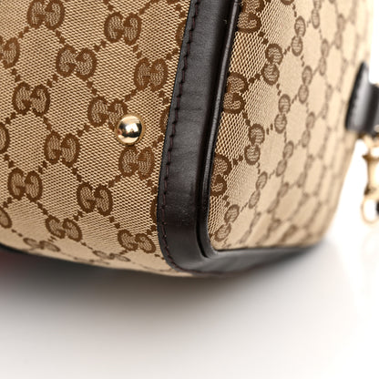 Gucci Monogram Selleria Calfskin Vintage Web Medium Boston Beige Ebony Cocoa 14 of 21