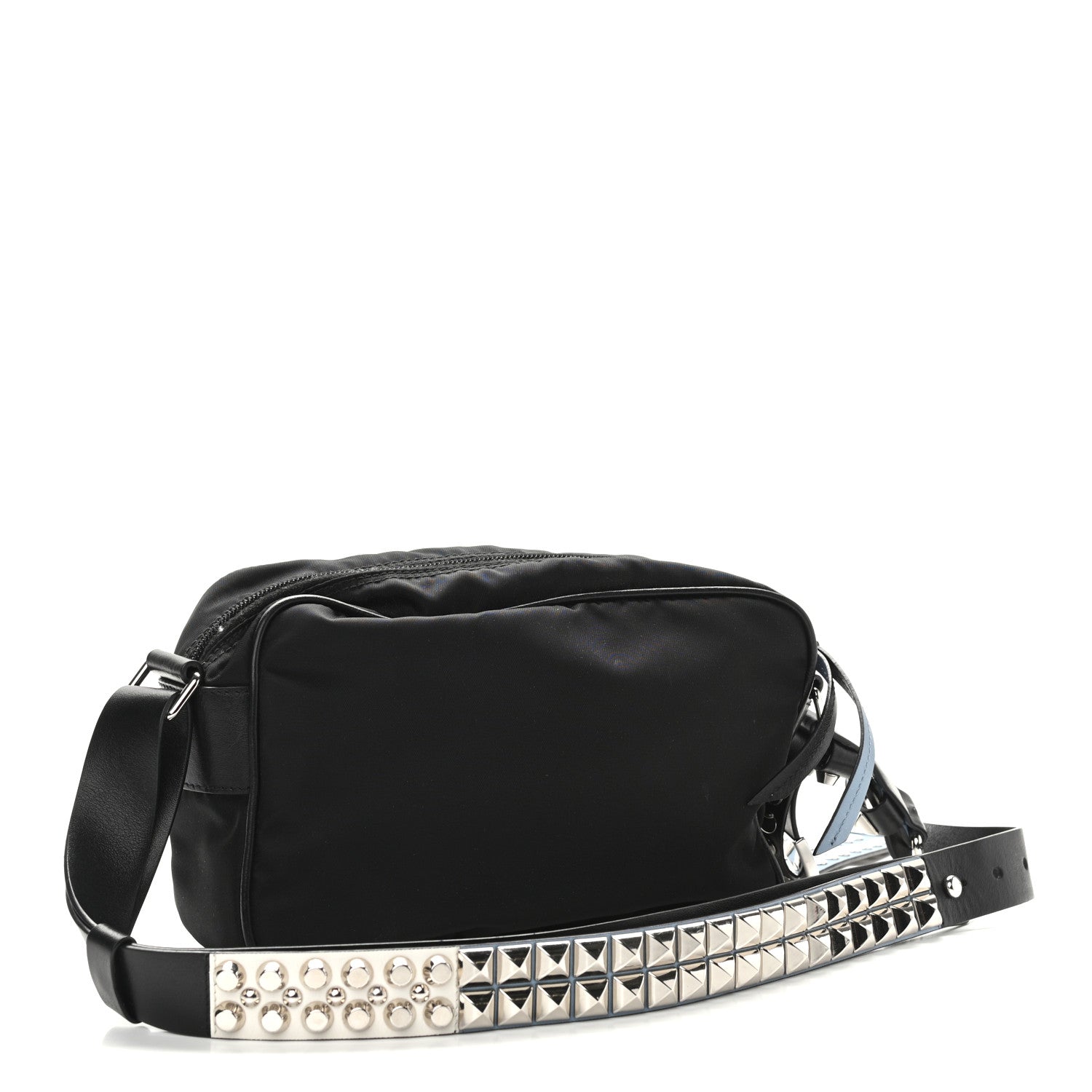 Prada Tessuto Nylon Studded New Vela Shoulder Bag Black Astrale 3 of 11