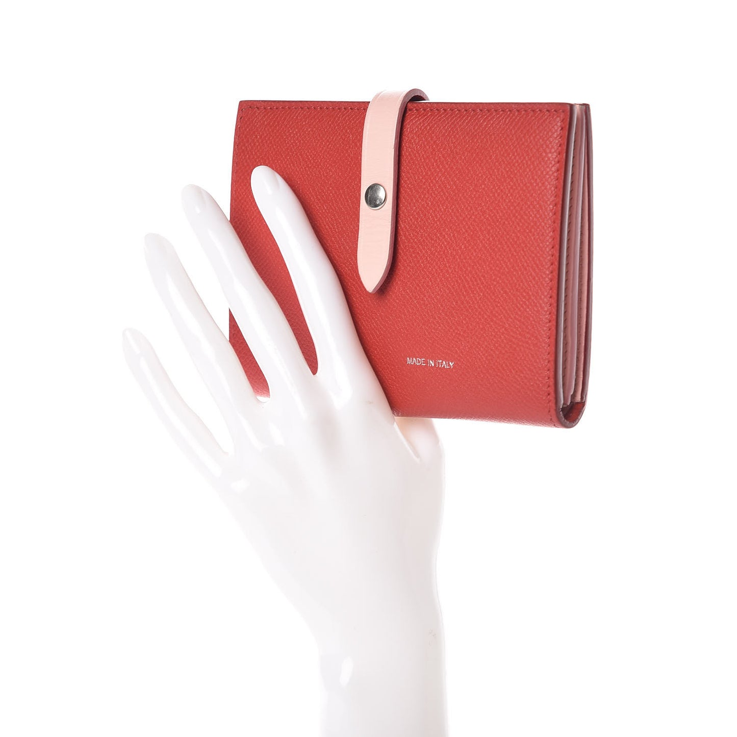 Grained Calfskin Medium Multifunction Strap Wallet Rust