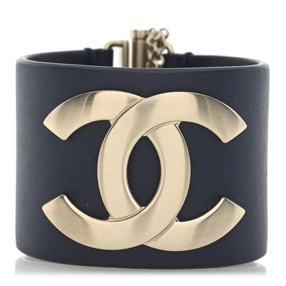 Chanel Calfskin CC Wide Cuff S Navy 1 of 5