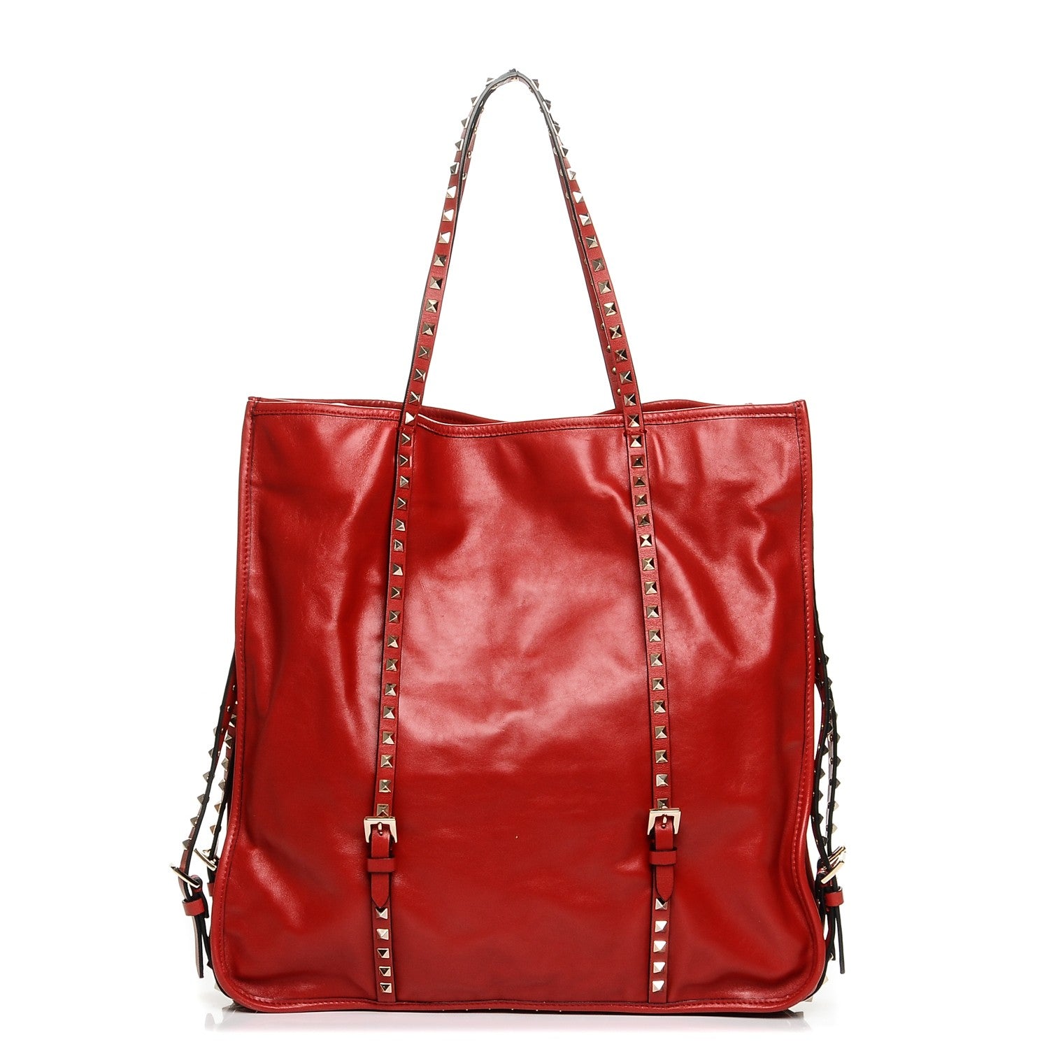 Valentino Garavani Vitello Rockstud Shopper Tote Red 1 of 6