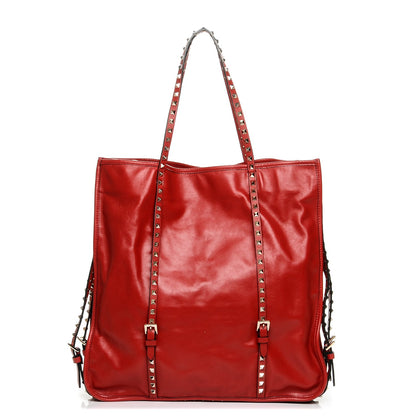Valentino Garavani Vitello Rockstud Shopper Tote Red 1 of 6