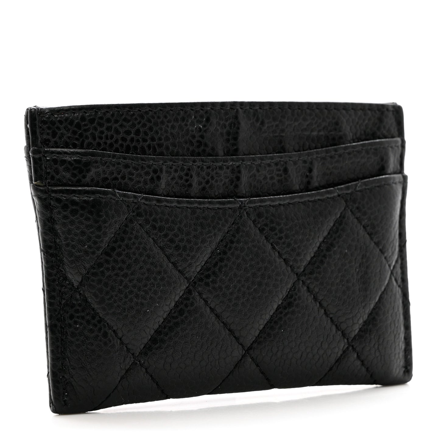 Caviar Quilted Card Holder Black